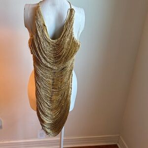 Gold Backless Draped Evening Dress